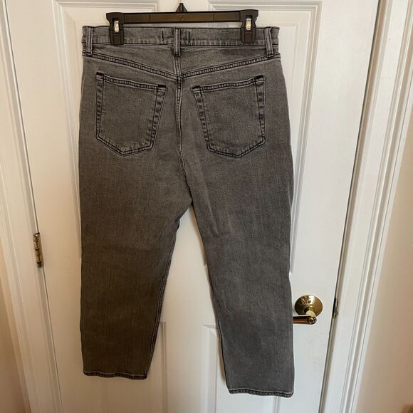 Abercrombie & Fitch The Ankle Straight Ultra High Rise Grey Sz 32S Grunge - Picture 2 of 6